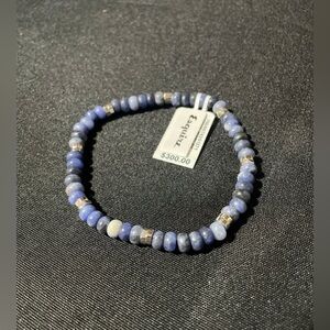 Esquire Onyx Bead Stretch Bracelet in Sterling Silver Sodalite 6mm 8.5” (J51)